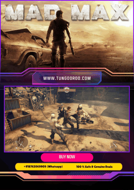 Mad Max game open-world vehicular combat, wasteland survival, armored car battles, crafting and desert exploration — 4K