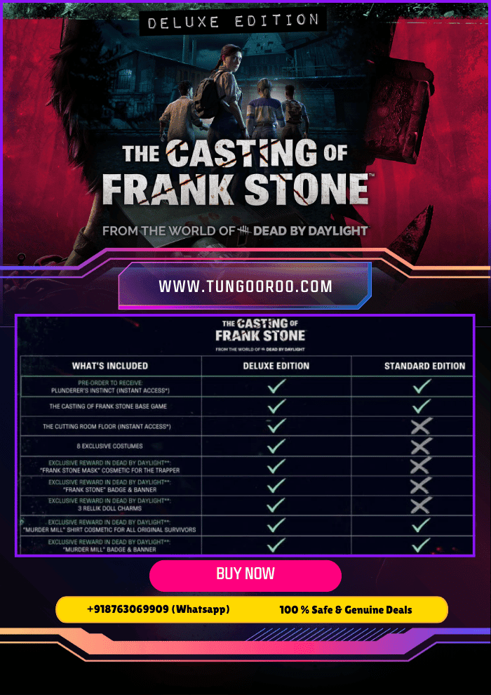 castingoffrank The Casting of Frank Stone Deluxe Edition horror game cover showing intense atmospheric scenes with eerie steel mill backdrop and mysterious characters, immersive cinematic horror experience 4k