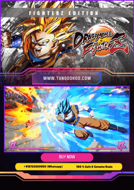 Epic Dragon Ball FIGHTERZ gameplay with Goku unleashing Super Saiyan fury in stunning 2D fighter battles, ki blasts exploding everywhere, 4K.