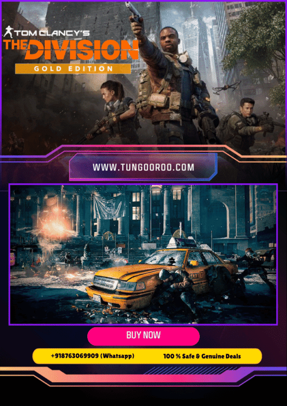 Tom Clancy's The Division Gold Edition gameplay screenshot showing agents battling in snowy post-apocalyptic Manhattan with tactical gear and Dark Zone action 4K