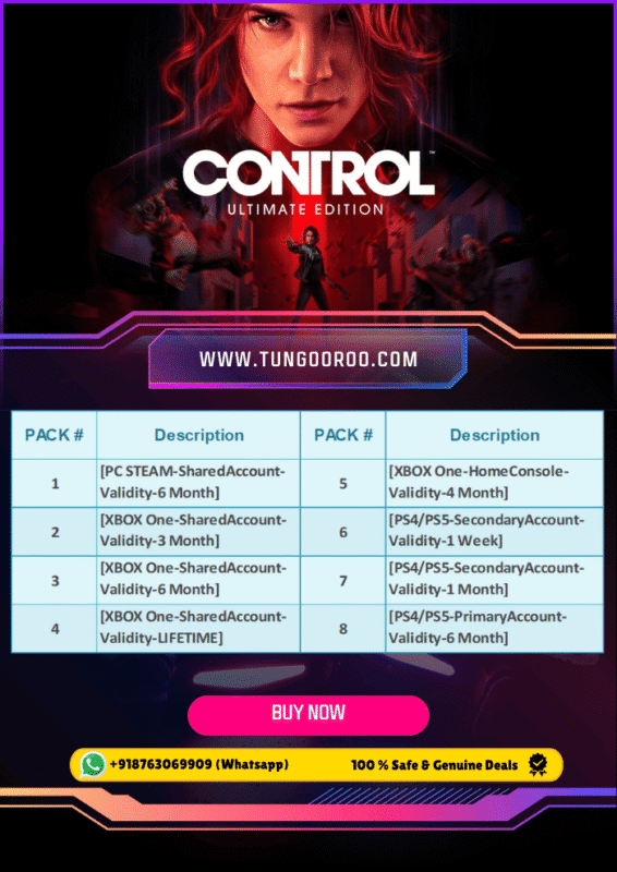 Screenshot from Control Ultimate Edition showcasing Jesse Faden wielding telekinetic powers in the Federal Bureau of Control headquarters.