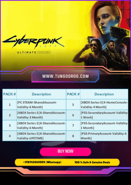 Cyberpunk 2077 Ultimate Edition game cover featuring V and Johnny Silverhand in a dynamic pose against the neon cityscape of Night City. Screenshot of V engaged in intense first-person combat, firing a weapon with cybernetic enhancements visible. Image of the iconic Night City skyline at night, glowing with neon signs and futuristic architecture. Key art for the Phantom Liberty expansion, showing V, Johnny Silverhand, and Solomon Reed in Dogtown. A customized vehicle, a quadra turbo-r, speeding through a rainy street in Night City. Close-up of a character's cyberware, showcasing intricate body modifications.