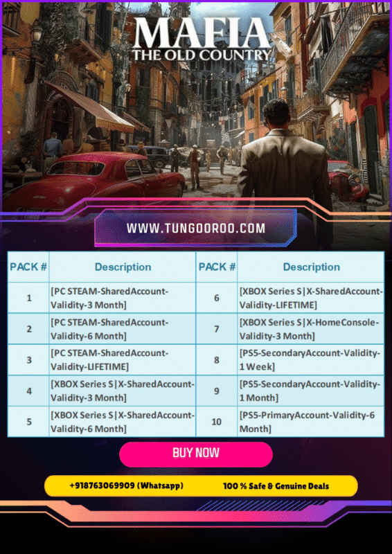 Mafia: Old Country gameplay screenshot - 1970s mobster aiming a vintage revolver in a rain-soaked Chicago alley, neon diner signs glowing. Open-world crime RPG with realistic gunplay and vintage cars.