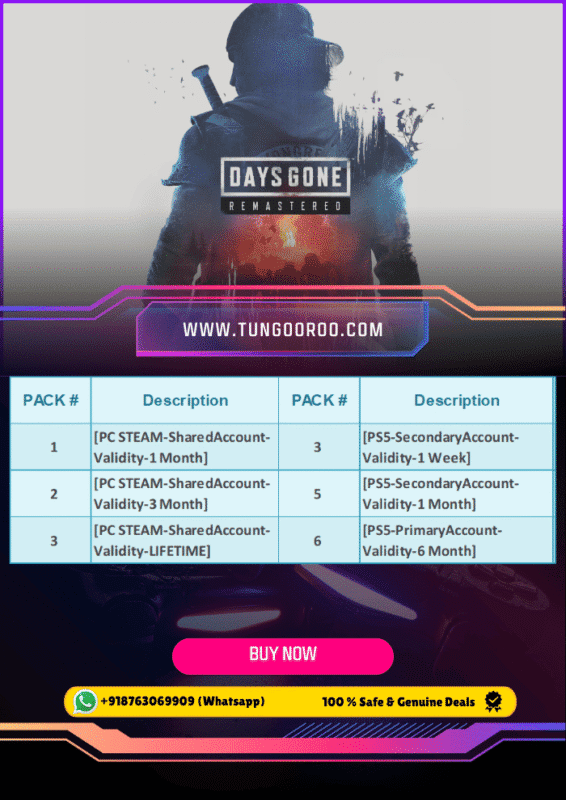 Days Gone Remastered poster showing Deacon St. John riding his bike into a horde of Freakers (4k) Deacon St. John in battle stance with upgraded graphics and realistic visuals (4k)