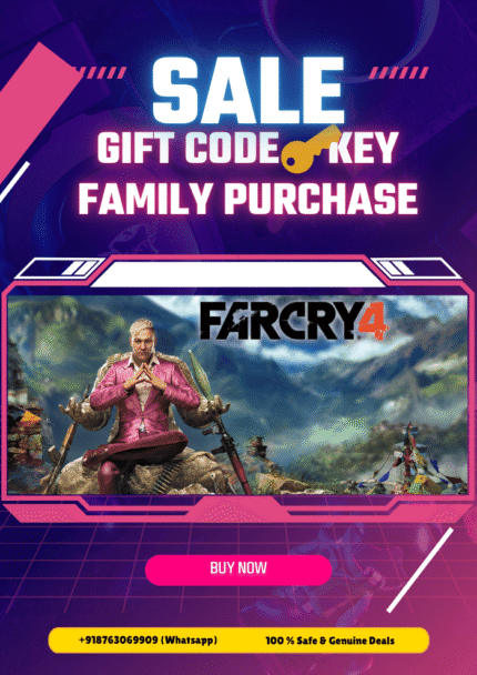 A dynamic 4K wallpaper showing Far Cry 4’s protagonist Ajay Ghale atop a snow-capped Himalayan peak, overlooking vibrant valleys filled with lush jungles, enemy compounds, and wildlife, all under a dramatic sky, enhanced with explosive action effects – perfect as a high-resolution gaming desktop background. [4K Wallpaper]