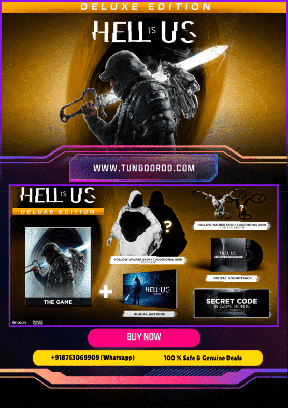 Main protagonist in Hell is Us Deluxe Edition battling nightmarish creatures with glowing sword in a dark fantasy world – 4K