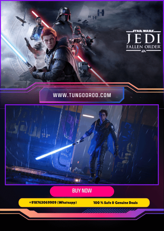 Cal Kestis wielding his lightsaber amid epic Star Wars landscapes, BD-1 at his side, in cinematic 4K gameplay