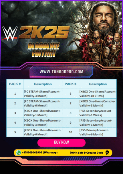 WWE 2K25 Bloodline Edition intense wrestling action featuring Roman Reigns and The Bloodline, immersive arenas, and character customization in stunning 4K wallpaper.