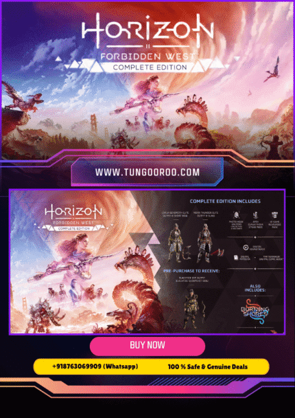 Aloy standing against towering robotic dinosaurs in stunning post-apocalyptic landscapes – Horizon Forbidden West Complete Edition 4K