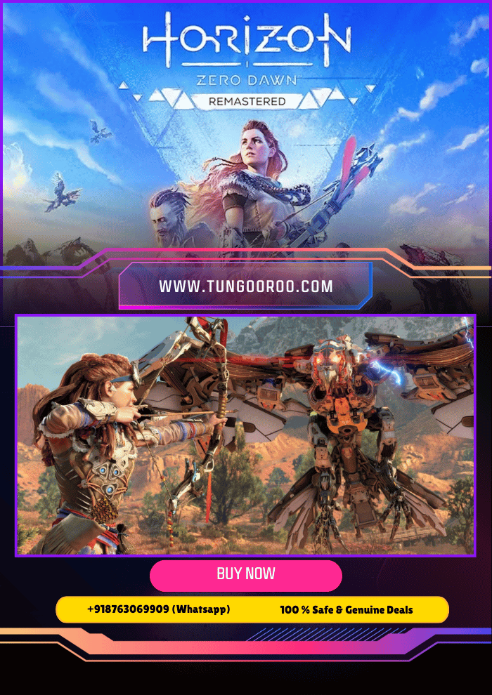 Horizon Zero Dawn Remastered Horizon Zero Dawn Remastered Aloy battling a Thunderjaw in stunning ultra-realistic 4K open world visuals