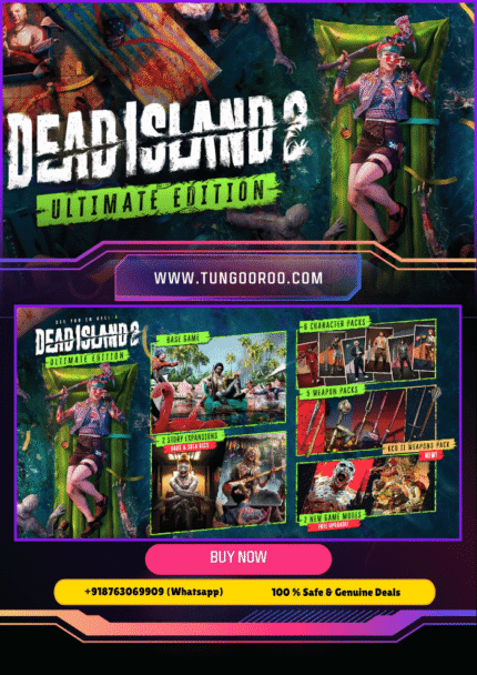 Dead Island 2 Ultimate Edition cover showing intense zombie slaying action in a bloody vibrant Los Angeles setting 4k