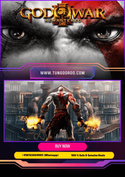 Kratos wielding the Blades of Exile in a fierce battle against gods and titans in God of War III Remastered | PS4 | Ultra HD visuals and intense action 4K