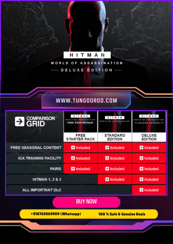 Agent 47 stealthily navigates a richly detailed mansion, ready for the next high-profile assassination mission in HITMAN World of Assassination Deluxe Edition, all DLC features visible in the iconic environment, 4k