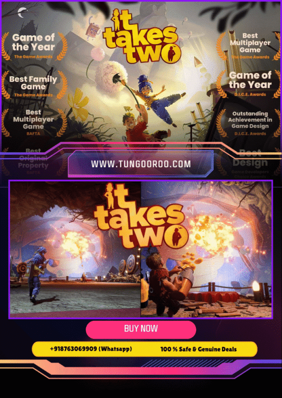 It Takes Two gameplay showcasing vibrant co-op puzzle-solving and platforming action in stunning 4K graphics