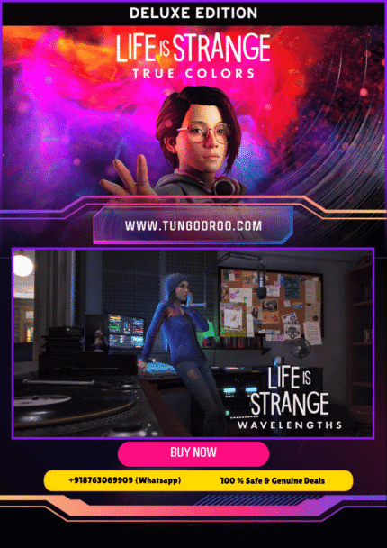 Life is Strange: True Colors Deluxe Edition video game cover art in ultra-realistic detail, dramatic lighting, emotional storytelling elements – 4K