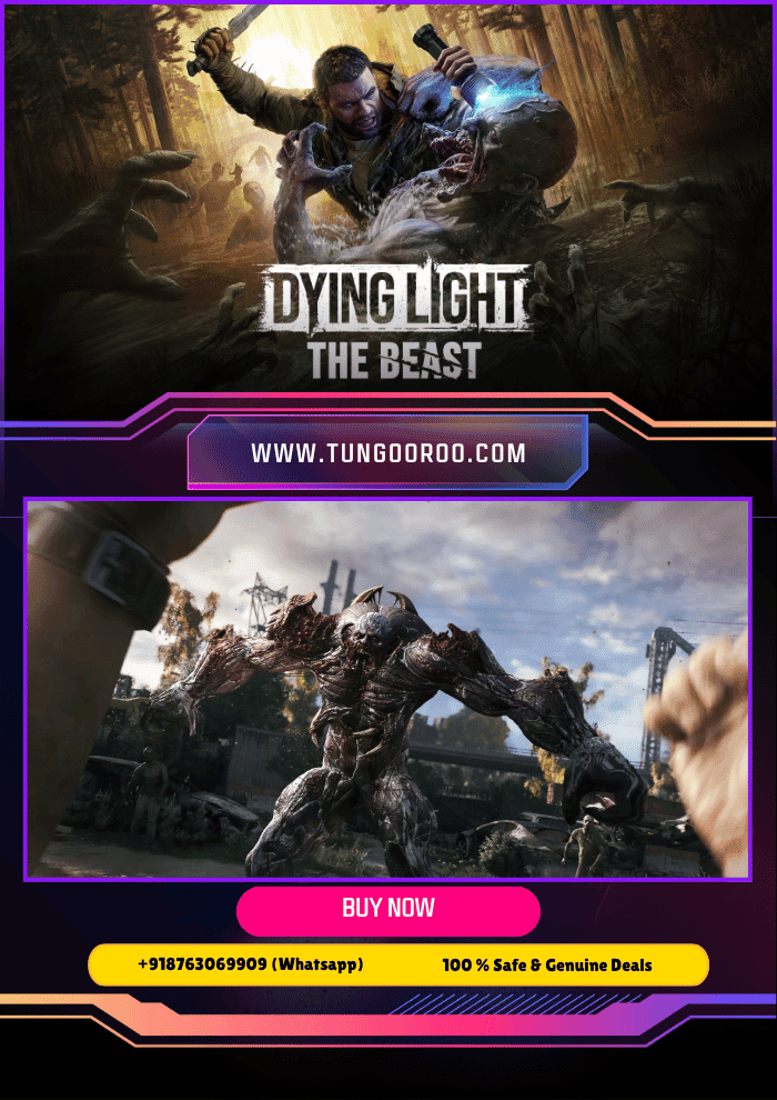 dyinglightbeast First-person view of Kyle Crane battling mutated zombies in the eerie, open world of Castor Woods at night, showcasing dynamic parkour, brutal melee combat, and cinematic gore in Dying Light: The Beast β 4k.