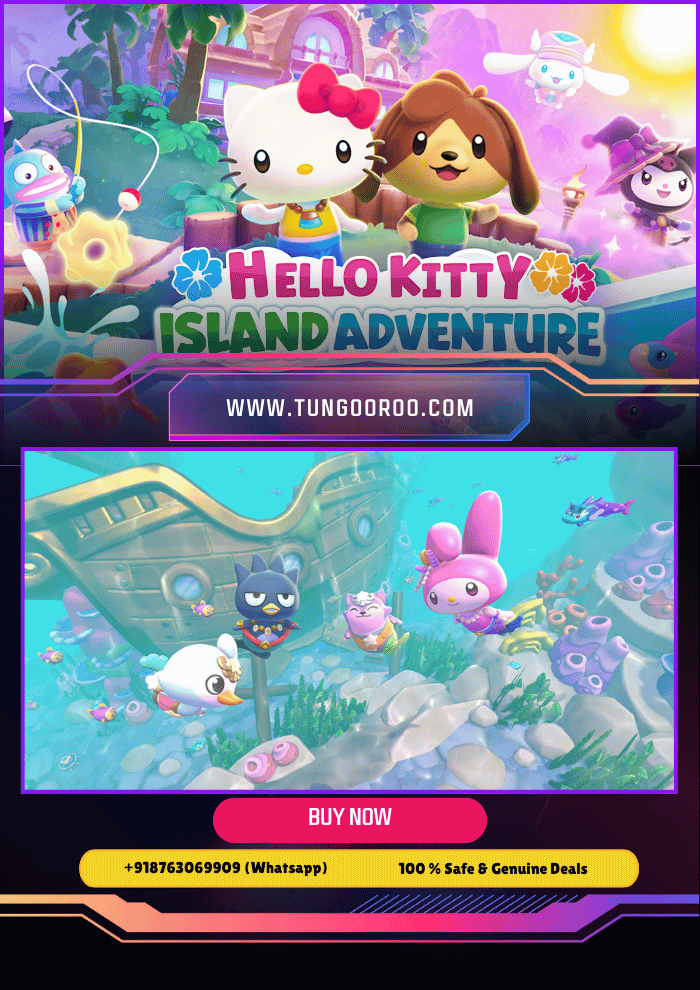 Hello Kitty Island Adventure n1 Hello Kitty Island Adventure vibrant tropical island with Sanrio characters exploring, crafting, and solving puzzles 4k