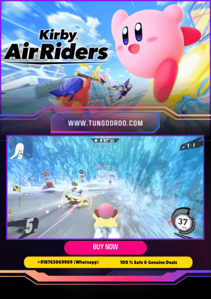 Kirby Air Riders gameplay featuring colorful characters racing in vibrant vehicles in 4K