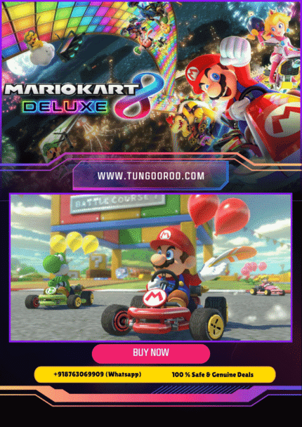 Mario Kart 8 Deluxe colorful kart racing action with iconic characters competing in thrilling tracks 4K