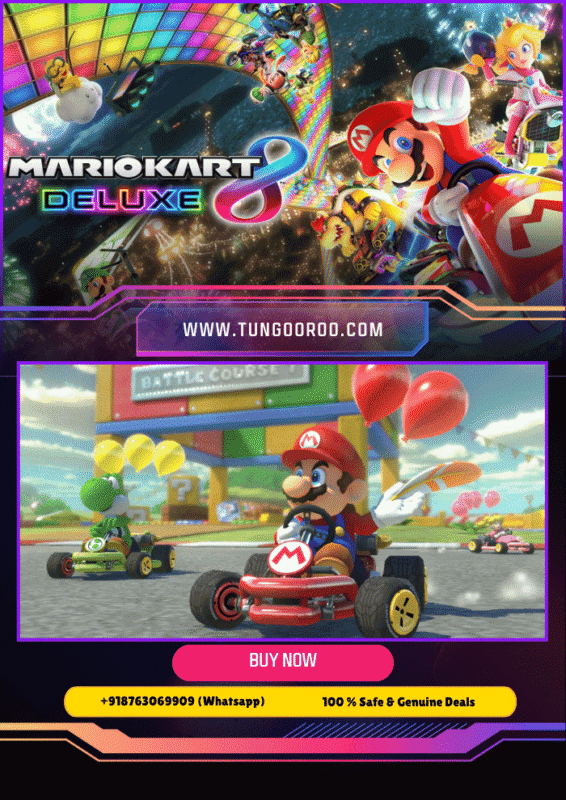 Mario Kart 8 Deluxe colorful kart racing action with iconic characters competing in thrilling tracks 4K