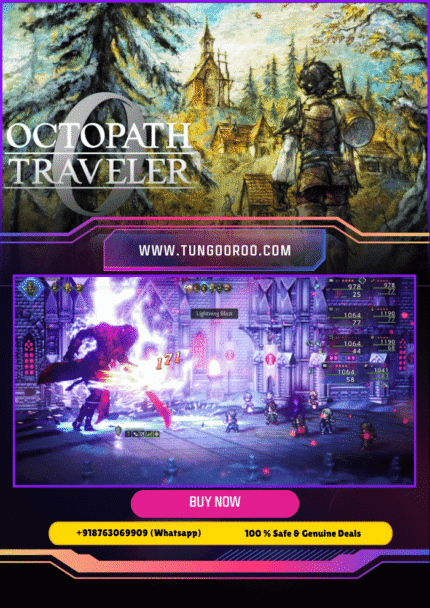 Custom protagonist and vibrant HD-2D visuals with over 30 recruitable allies, unique town-building, and dynamic turn-based combat in Octopath Traveler 0, displayed in 4K.