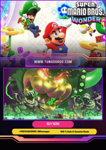 Super Mario Bros. Wonder with Mario and friends using new power-ups like Elephant Fruit, Bubble Flower, and Drill Mushroom in vibrant, dynamic levels 4k