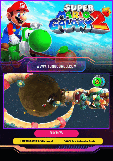 Super Mario Galaxy 2 gameplay featuring Mario riding Yoshi across vibrant outer space planets with dynamic gravity effects 4k