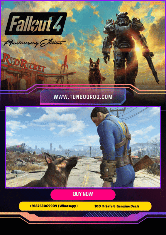 Epic 4K screenshot of the Lone Survivor exploring a nuked Boston wasteland in Fallout 4 Anniversary Edition, with mutants, power armor, and Vault-Tec vibes in stunning detail 4K.