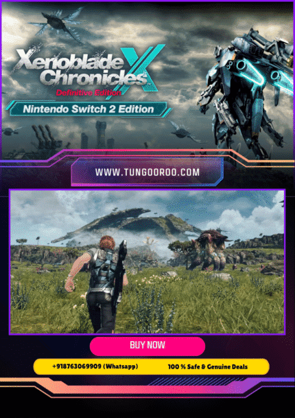 Epic 4K screenshot of Elma wielding a Skell mech in a vast alien world on Xenoblade Chronicles X: Definitive Edition, showcasing massive open-world exploration, intense combat, and futuristic sci-fi vibes 4K.