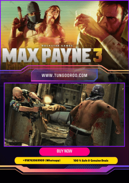 Epic bullet-time showdown in Max Payne 3: grizzled detective Max dives through slow-mo gunfire in gritty Brazilian streets, shadows and neon lights amplifying the noir thriller vibe, 4K