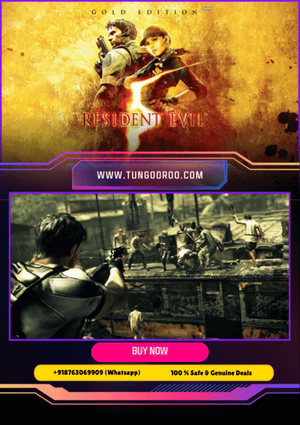 Epic 4K screenshot of Chris Redfield and Sheva Alomar unleashing firepower on Majini hordes in sun-baked Africa, with explosive action and horror vibes in Resident Evil 5 Gold Edition 4K.