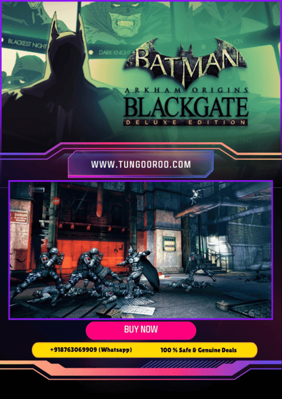 Batman Arkham Origins Blackgate Deluxe Edition 4K gameplay screenshot: Dark Knight swinging through gritty Blackgate Prison in fluid Metroidvania action, battling inmates with batarangs and stealth takedowns—epic DC Comics adventure in stunning 4K. 4K