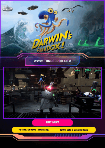 Epic 4K screenshot of Darwin's Paradox gameplay: hero battling mutated beasts in a neon-lit evolutionary lab, dynamic combat and exploration in ultra-detailed Metroidvania world 4K