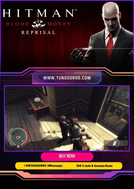 Silent professional assassin takes aim in a moonlit cemetery, trench coat fluttering, suppressor glinting as a bullet leaves the barrel — Hitman Blood Money Reprisal 4K