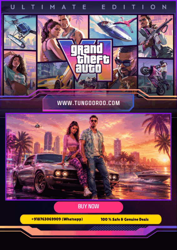High-octane open-world crime sandbox in vibrant neon city, player driving fast cars, rooftop gunfight, cinematic cutscene, detailed character close-ups — Grand Theft Auto VI Ultimate Edition 4k