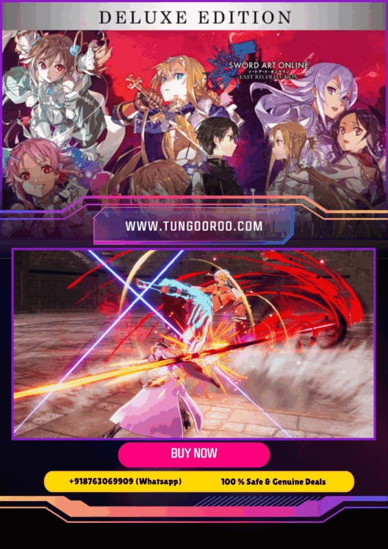 SWORD ART ONLINE Last Recollection Deluxe Edition key art featuring Kirito and the SAO cast battling through the Dark Territory in an anime action RPG adventure with swords, party combat, and War of Underworld stakes 4k